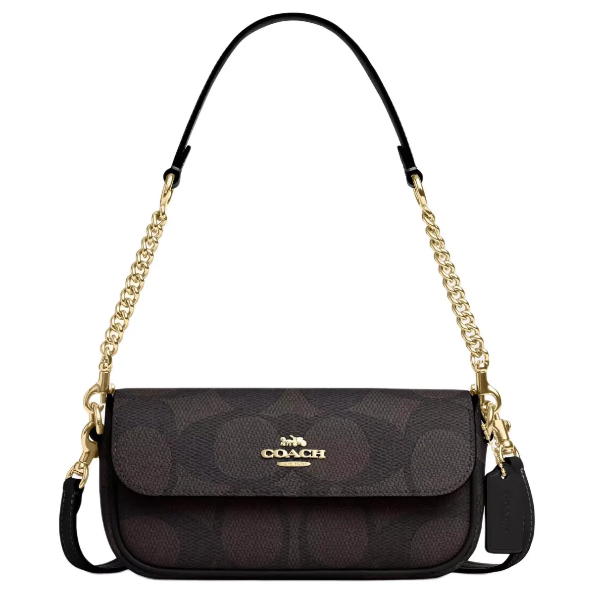COACH Hailey Coated Canvas With Smooth Leather Shoulder Bag Small Women's Walnut & Black
