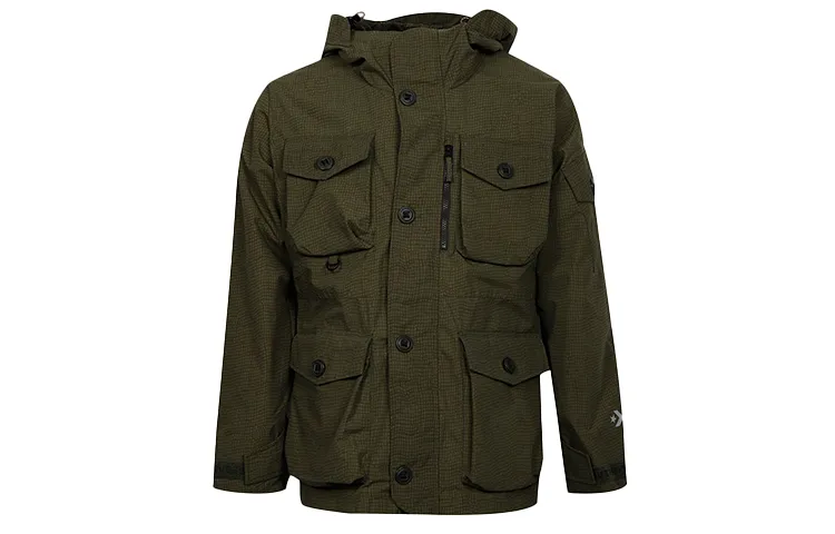 Converse Jackets Men's Olive Green Hooded Moderate Workwear