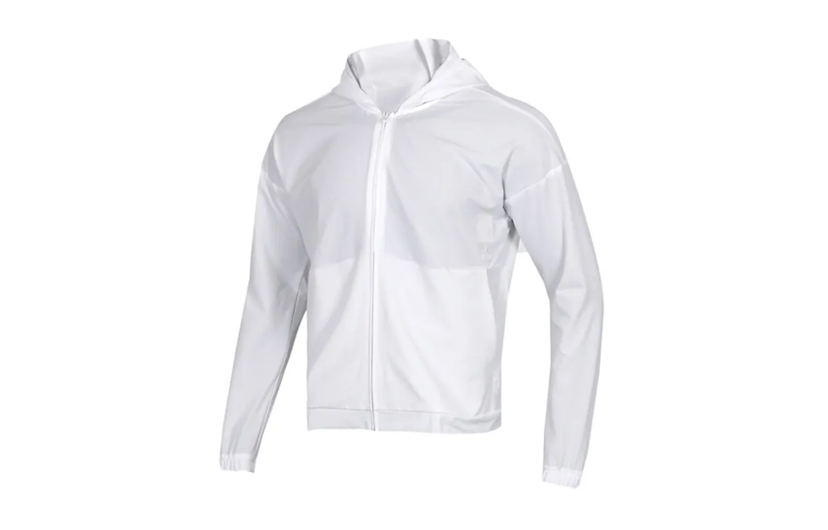 Adidas Jackets Men's White Hooded (Non-detachable) Moderate Straight Fit