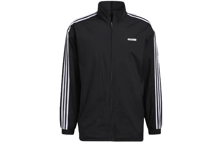 Adidas Originals 3-Stripes Jackets Men's Black Stand Collar Moderate Straight Fit
