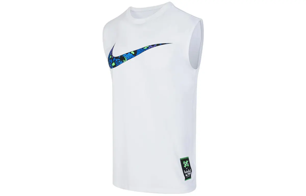 Nike Tank Tops Men's White Crew Neck Moderate Straight Fit