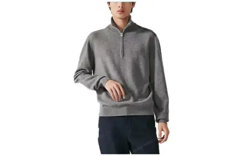 HERMES Sweaters Men's Gray Stand Collar Moderate Other