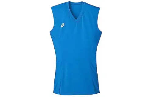 ASICS Activewear Tank Tops Men's Blue V Neck Moderate Straight Fit