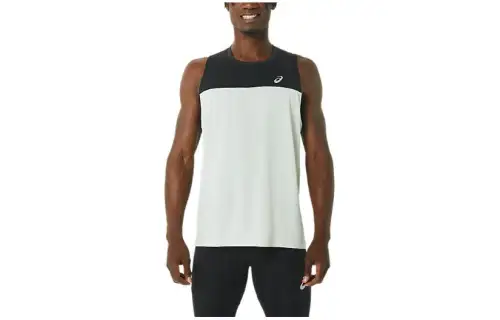 ASICS Tank Tops Men's White Crew Neck Moderate Straight Fit