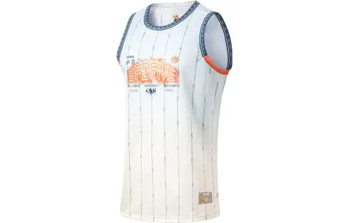 Li Ning Tank Tops Men's Cloud Porcelain Blue All Over Print Crew Neck Moderate Straight Fit