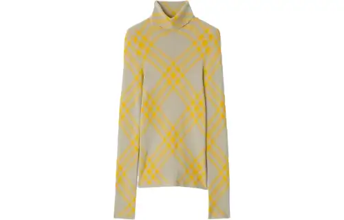 Burberry Checked Roll-Neck Jumper