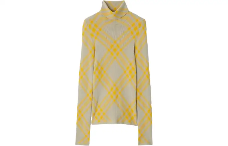 Burberry Checked Roll-Neck Jumper