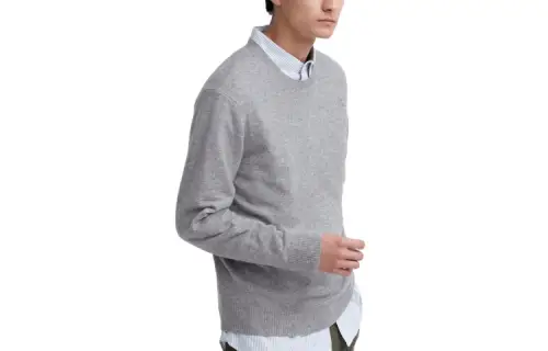 UNIQLO Knitwear Men's 03 Gray Crew Neck Moderate Other