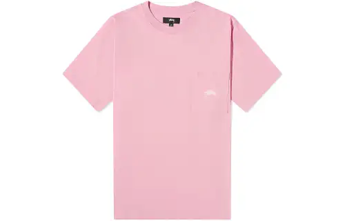 Stussy T Shirts Men's Pink Crew Neck Moderate Straight Fit