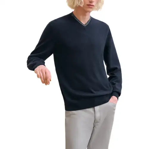 HERMES FW24 Cashmere Sweater Men's Ocean Blue