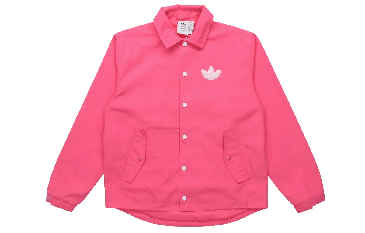 Adidas Originals Jackets Men's Semi Neon Pink Lapel Moderate Straight Fit