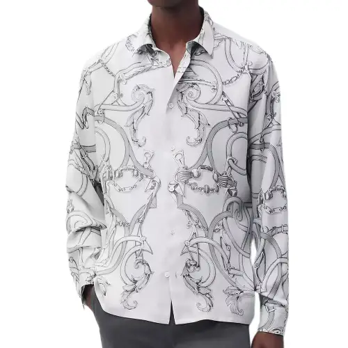 HERMES Shirts Men's Bloom Lapel Moderate Other