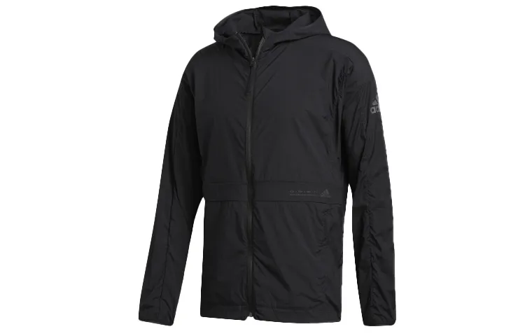Adidas Jackets Men's Black Hooded (Non-detachable) Moderate Straight Fit