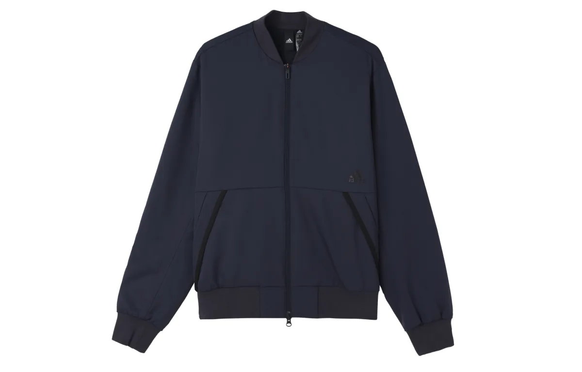 Adidas Future Icon Bomber Logo Print Fleece Lined Thermal Sports Pilot Jacket Men's Legend Ink