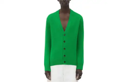 Bottega Veneta Knitwear Men's Green V Neck Moderate Cardigan