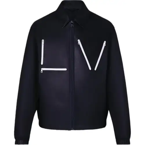 LOUIS VUITTON Leather Jacket Men's Black
