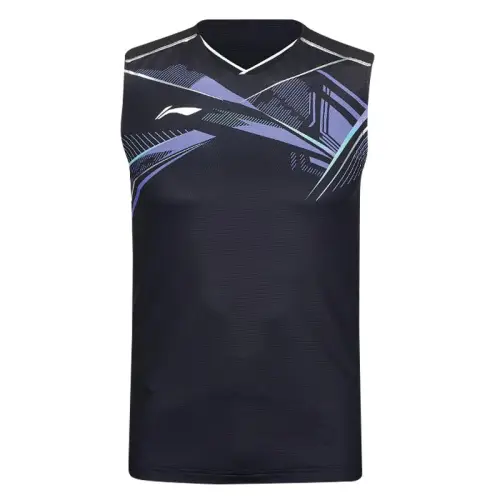 Li Ning Tank Tops Men's Black V Neck Moderate Straight Fit