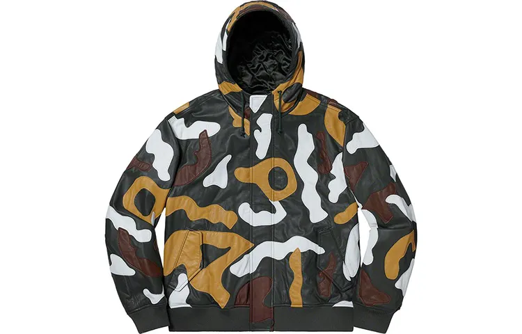Supreme Camo Leather Hooded Jacket