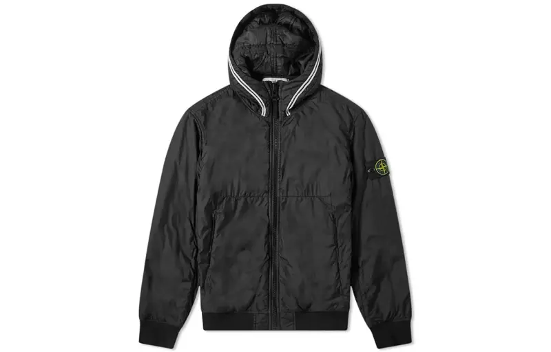 STONE ISLAND Jackets Men's Black Hooded Non Detachable Moderate Other