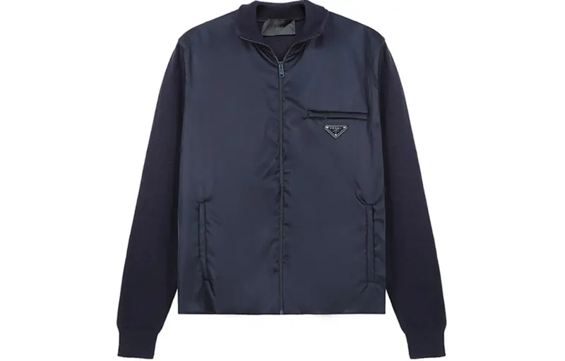 PRADA Jackets Men's Dark Blue Lapel Moderate Other