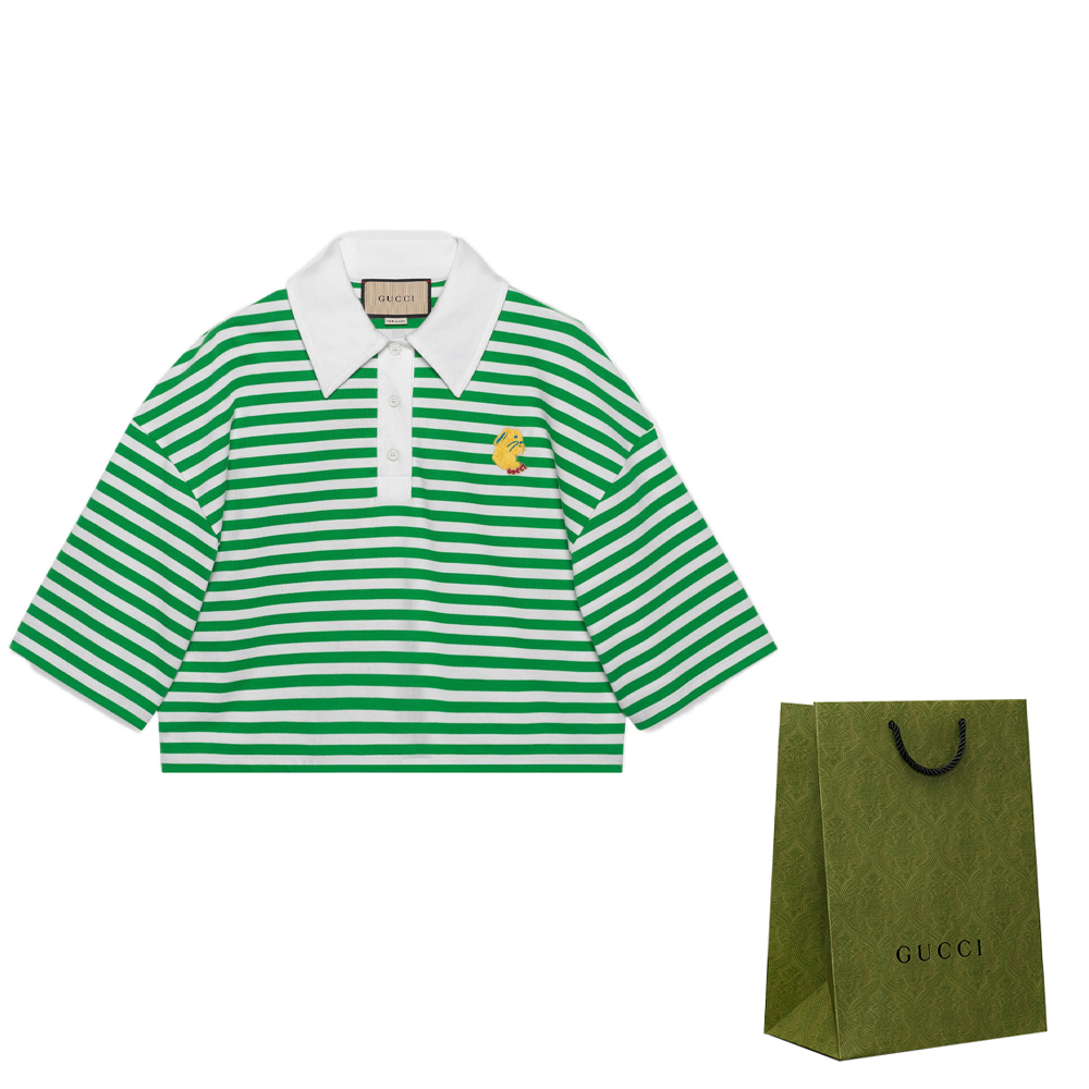 Женская футболка Gucci SS23 Logo Polo (зеленая) — фото 2