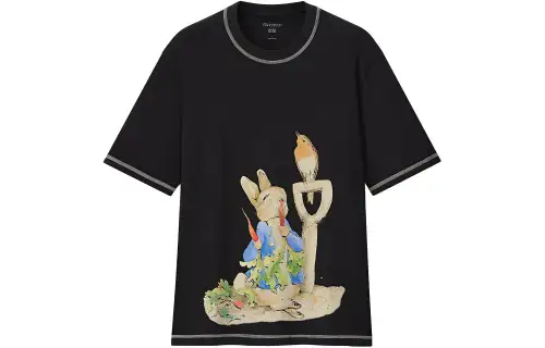 UNIQLO X JW Anderson Uniqlo Jw Anderson Co Branded Series T Shirts Men's Black Crew Neck Moderate Straight Fit