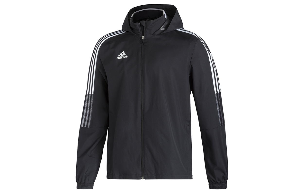 Adidas, football black jacket for leisure with hood