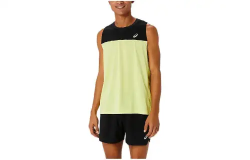 ASICS Tank Tops Men's Yellow Crew Neck Moderate Straight Fit