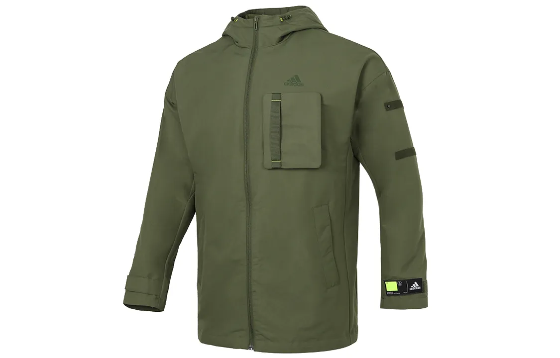 Adidas Jackets Men's Green Hooded (Non-detachable) Moderate