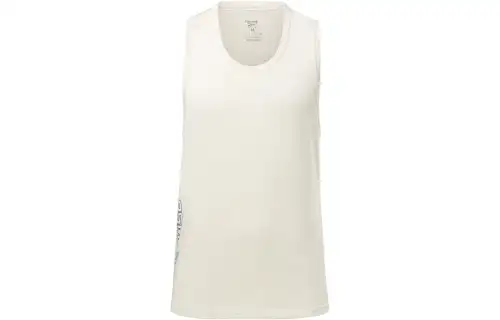 Reebok Tank Tops Men's White Crew Neck Moderate Straight Fit