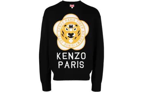 KENZO Logo Embroidered Ribbed Knit Sweater
