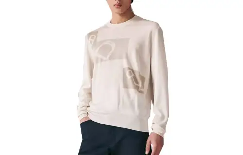 HERMES Sweaters Men's Ecru Crew Neck Moderate Other