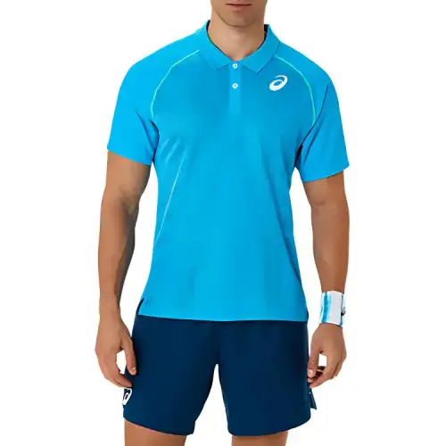ASICS Polo Shirts Men's Blue Polo Collar Moderate Other