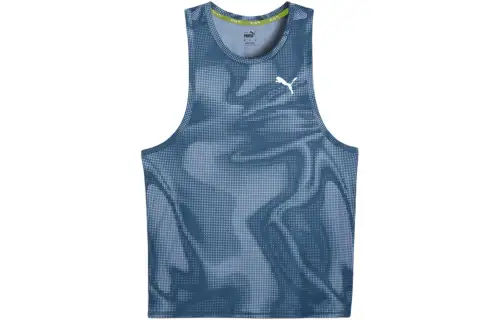 PUMA Tank Tops Men's Blue Crew Neck Moderate Straight Fit