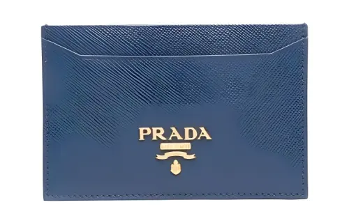 PRADA Cross Grain Leather Wallet Women's Blue