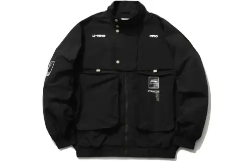 Li Ning Sports Fashion Collection Jackets Men's Black Stand Collar Moderate Other
