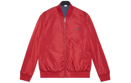 GUCCI Jackets Men's Red Baseball Collar Moderate Pilot