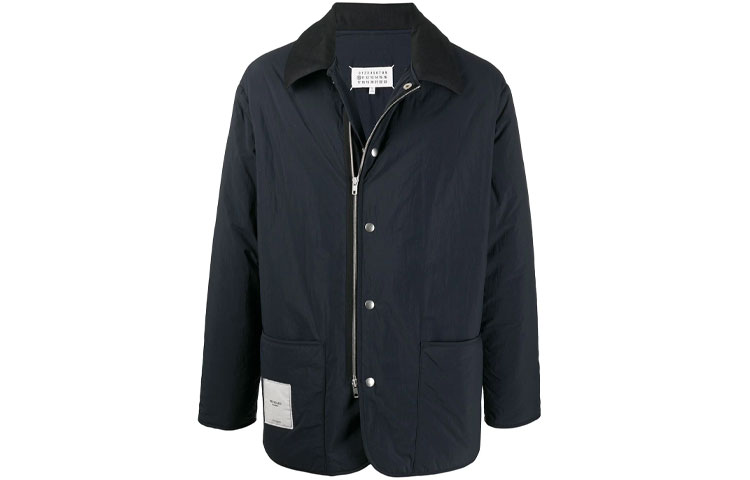 Maison Margiela FW21 solid color padded buttoned jacket men's black