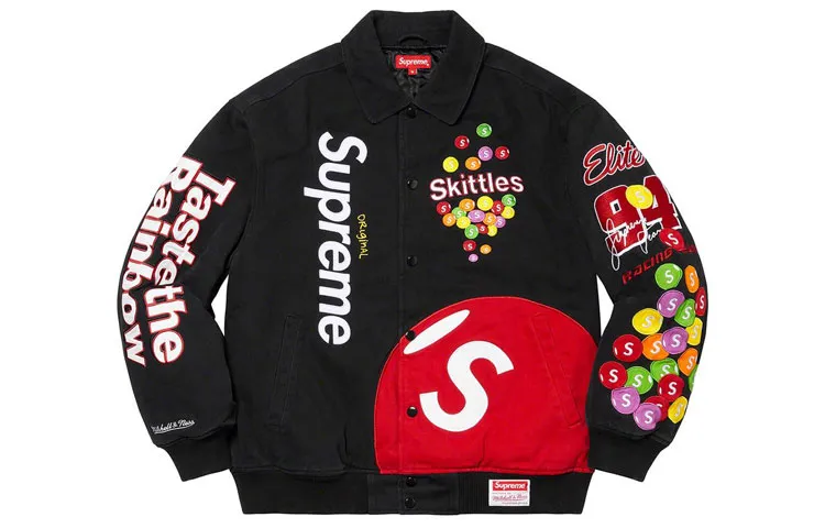 Supreme Skittles Mitchell & Ness Varsity Jacket