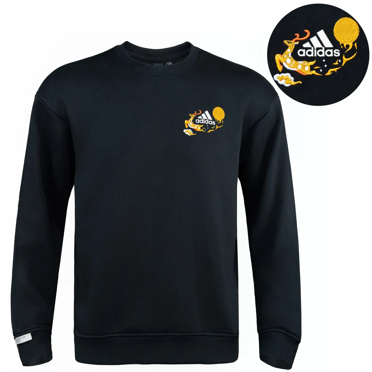 Adidas Sweatshirts Unisex Black Crew Neck Moderate