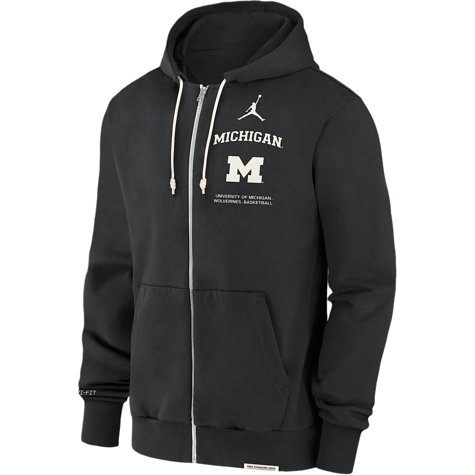 Nike Michigan Wolverines On Court Basketball Jordan Brand Dri FIT College Full Zip Hoodie