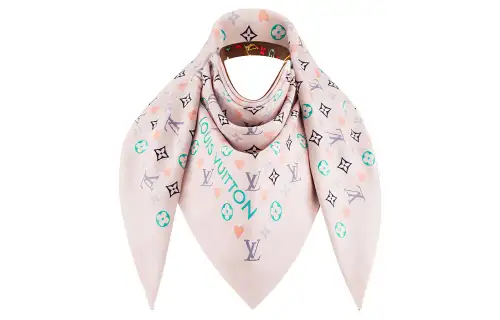 LOUIS VUITTON Game On Mulberry Silk Cashmere Shawls Women's