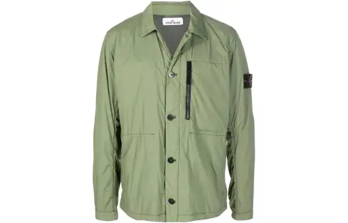 STONE ISLAND Jackets Men's Army Green Lapel Moderate Other