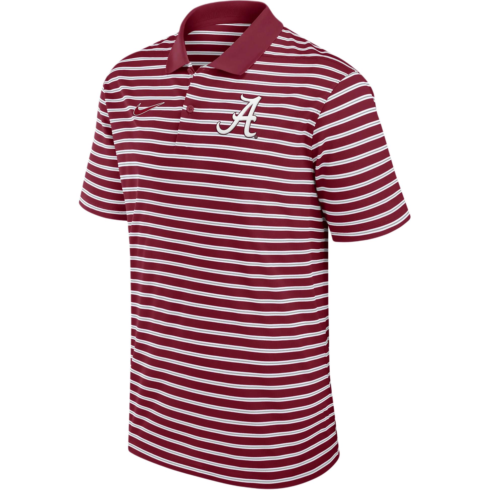 Nike Alabama Tide Primetime Victory Striped Men's Nike Dri-FIT College Polo