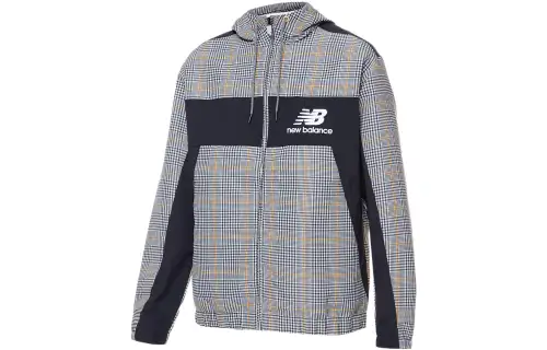 New Balance Jackets Men's Gray Hooded Moderate Straight Fit