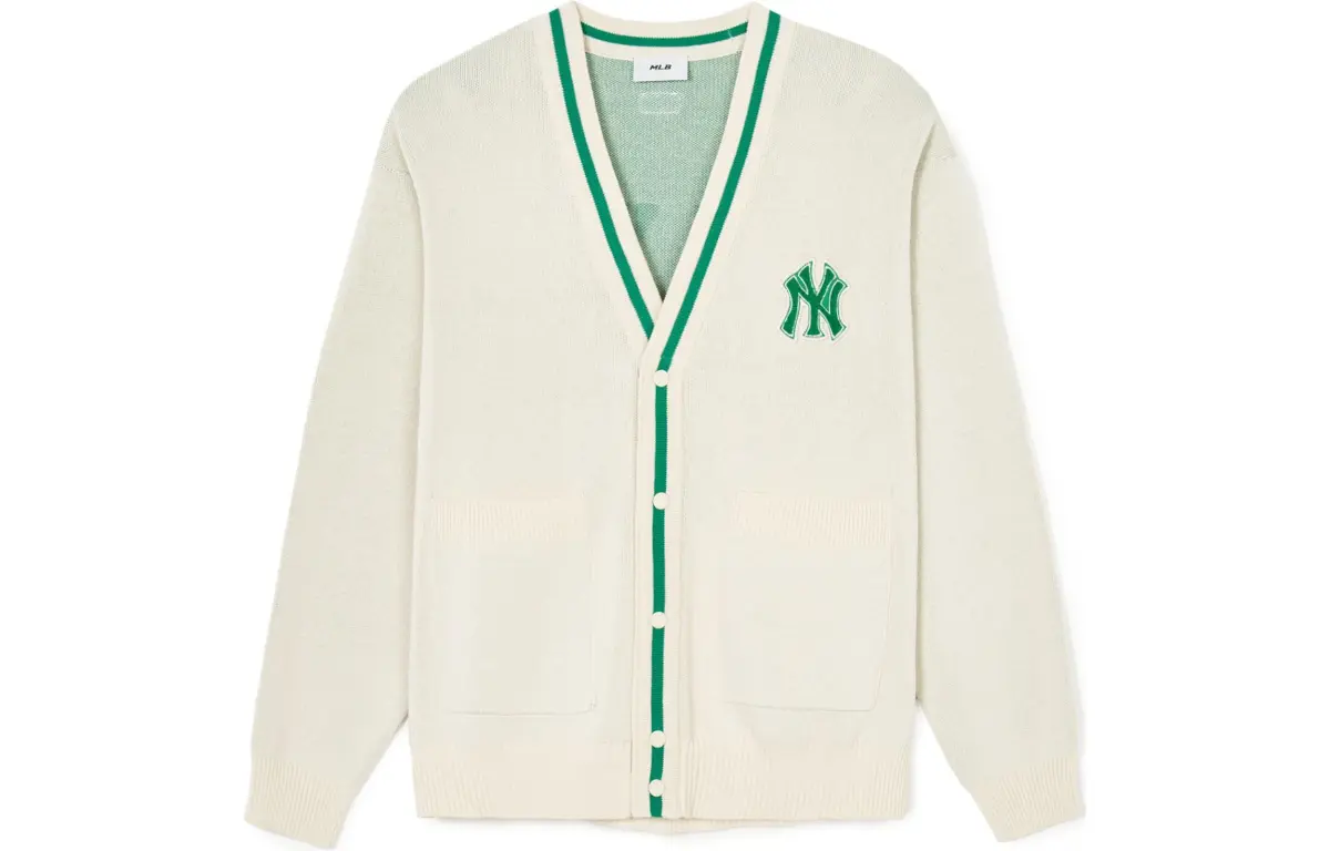 MLB Gorpcore Knitwear Unisex Cream V-neck Moderate