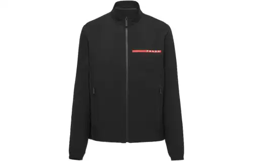 PRADA Jackets Men's Black Stand Collar Moderate Other