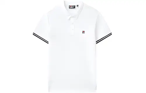 FILA Polo Shirts Men's White Polo Collar Moderate Straight Fit
