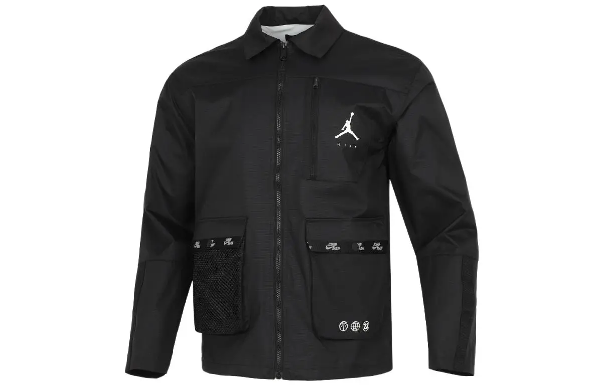 Jordan Jackets Men's Black Lapel Moderate Workwear