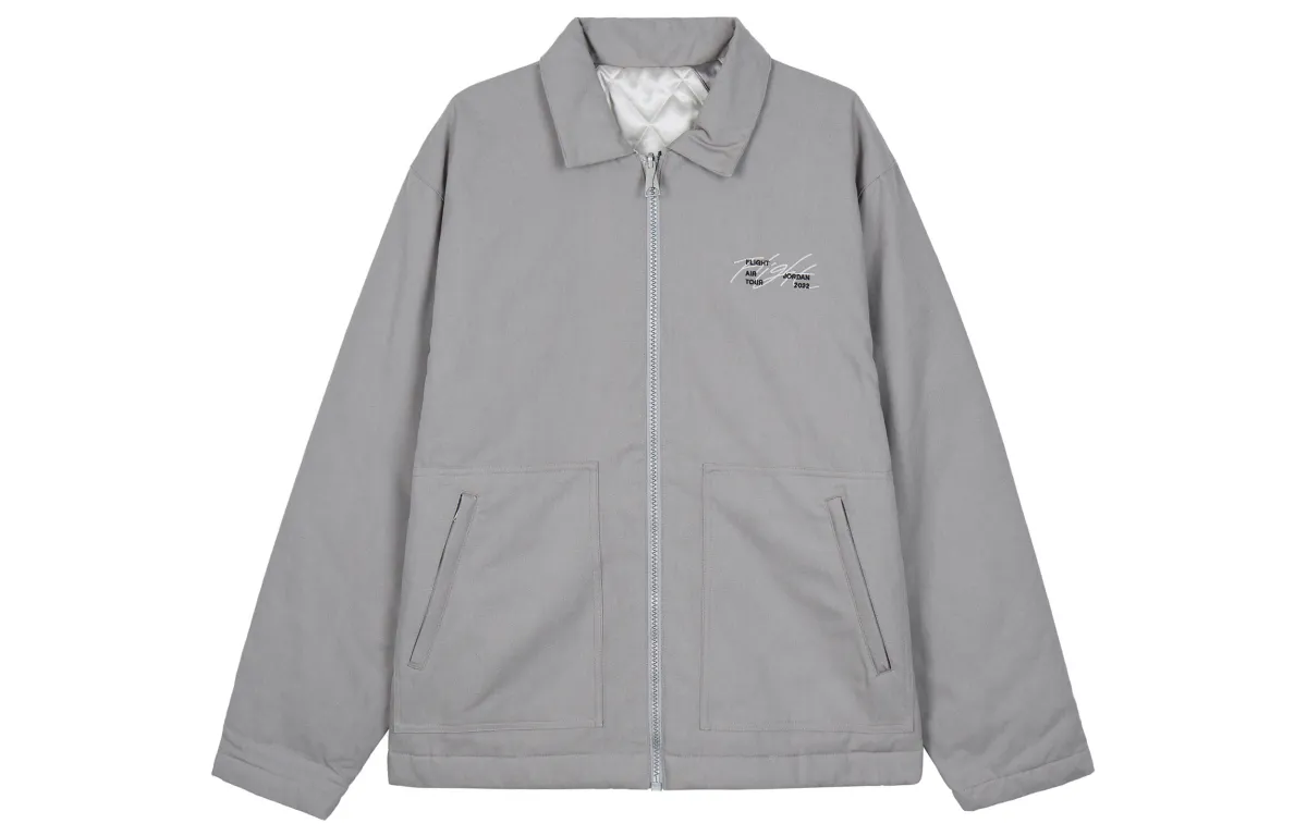 Jordan Flight Jackets Men's Gray Lapel Moderate Other